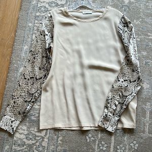 Equipment Silk top with snake print sleeves